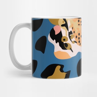 Modern abstract rose and leopard texture blue Mug